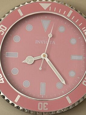 NWT Invicta Pro Diver Wall Clock Pastel Baby Pink Model 70048